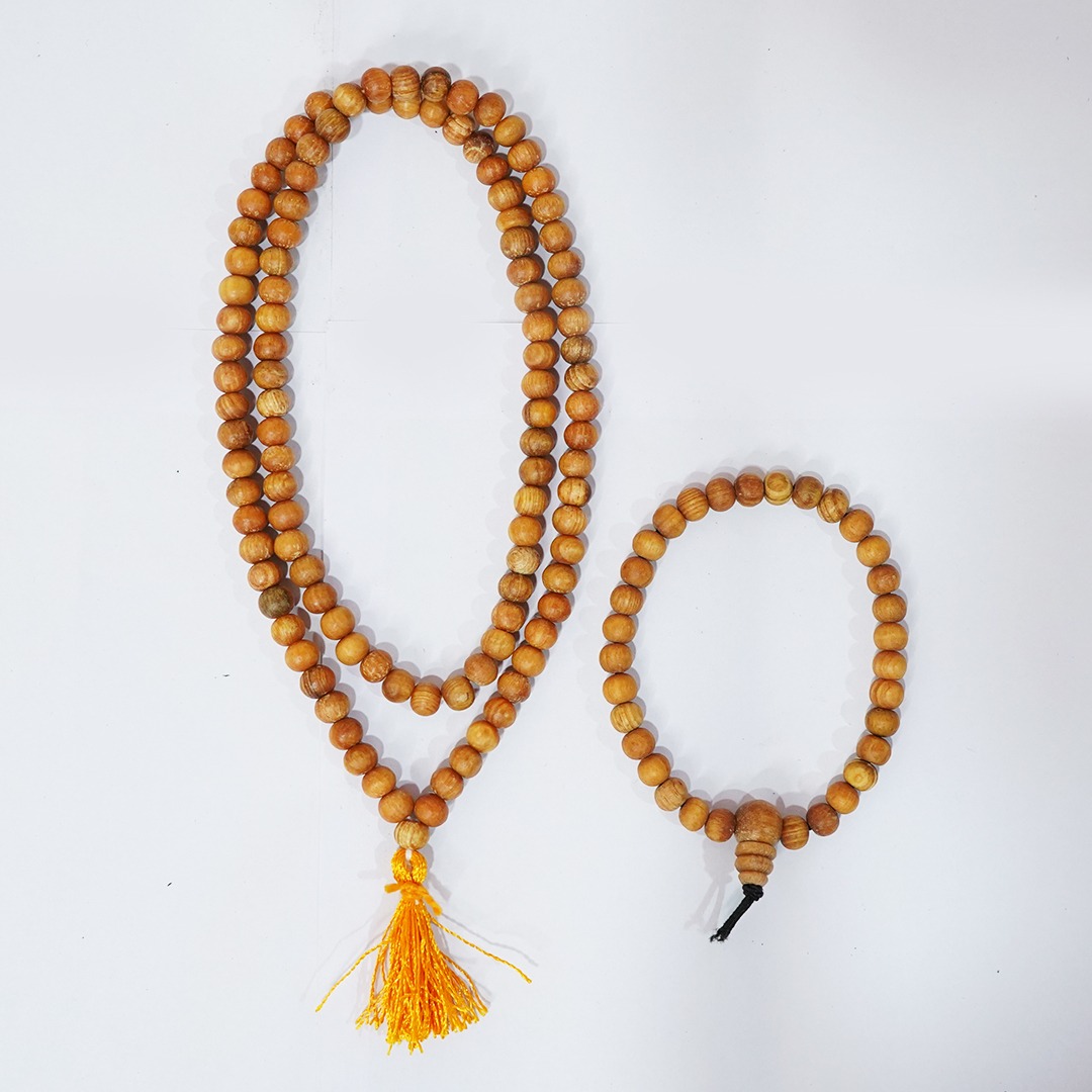Devadaru (Himalayan Cedar) Maala & Bracelet Combo